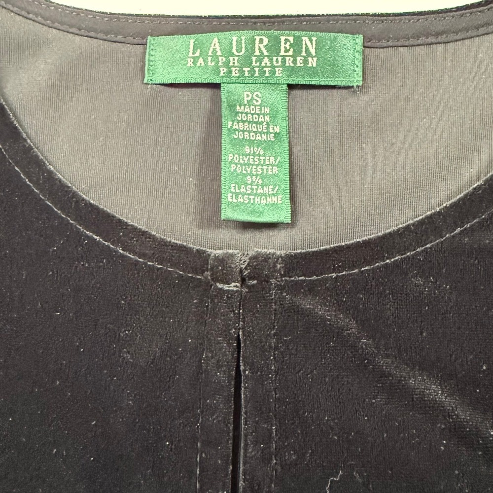 Lauren Ralph Lauren Velvet Tunic Women PS Black Dark Academia Quiet Luxury - Picture 3 of 8